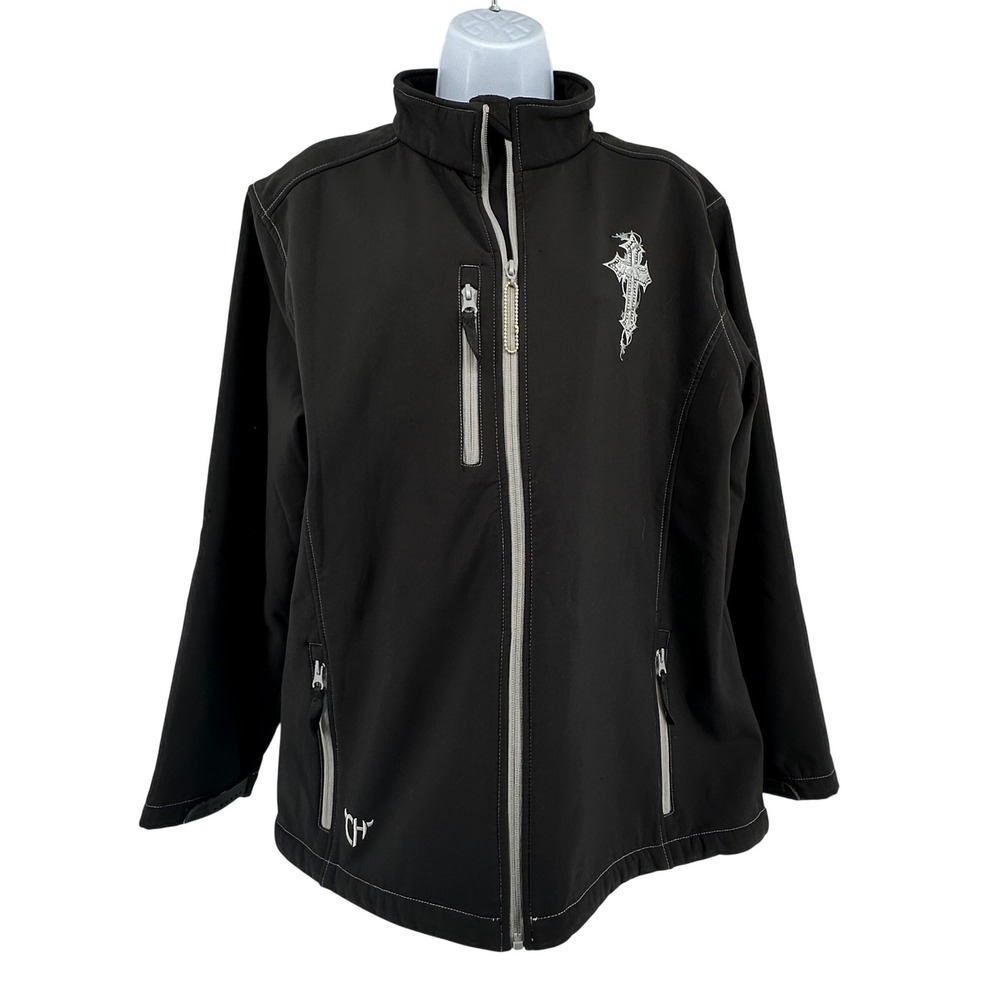 Cowgirl Hardware Softshell Jacket Goth Y2K Cross Biker Edgy Streetwear Women XL